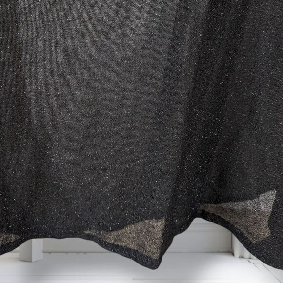 Vintage 70s Black Sheer Sparkle Caftan Size L Gold Braid Trim Zip Maxi Roper - Picture 13 of 16